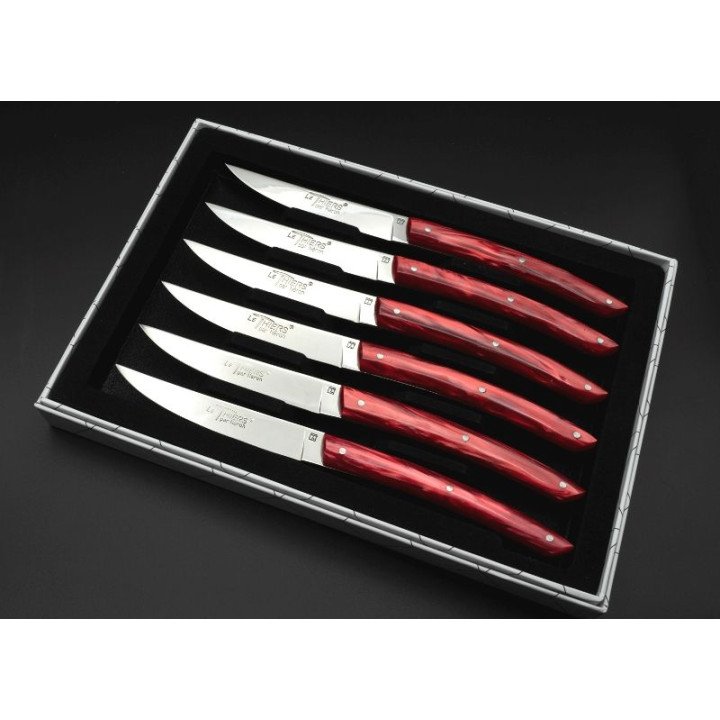 Thiers de table La Fourmi manche Plexi rouge x 6