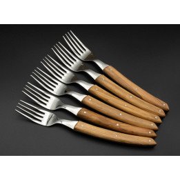 Fourchettes de table Thiers manche Bois d'Olivier x 6