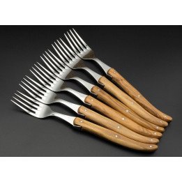 Fourchettes de table Laguiole manche bois d'Olivier x 6