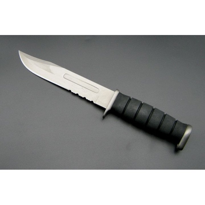 Poignard Herbertz Bowie noir 18 cm semi dentée + Foureau
