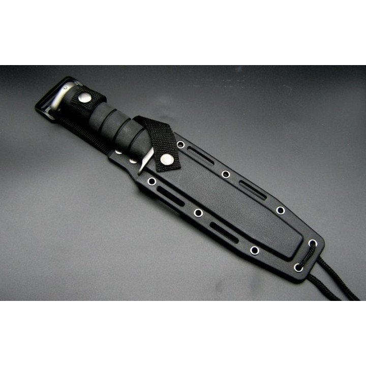 Poignard Herbertz Bowie noir 18 cm semi dentée + Foureau